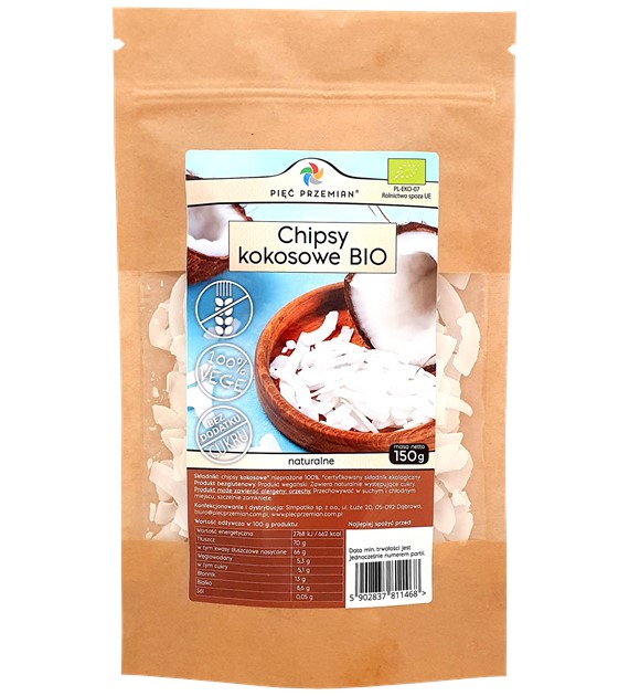Chipsy kokosowe BIO 150 g - Pięć Przemian