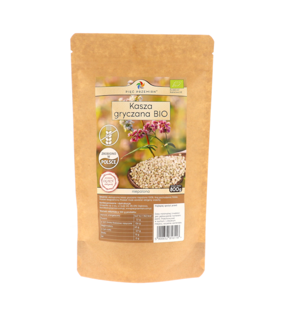 Kasza gryczana biała BIO bezglutenowa 800 g - Pięć Przemian