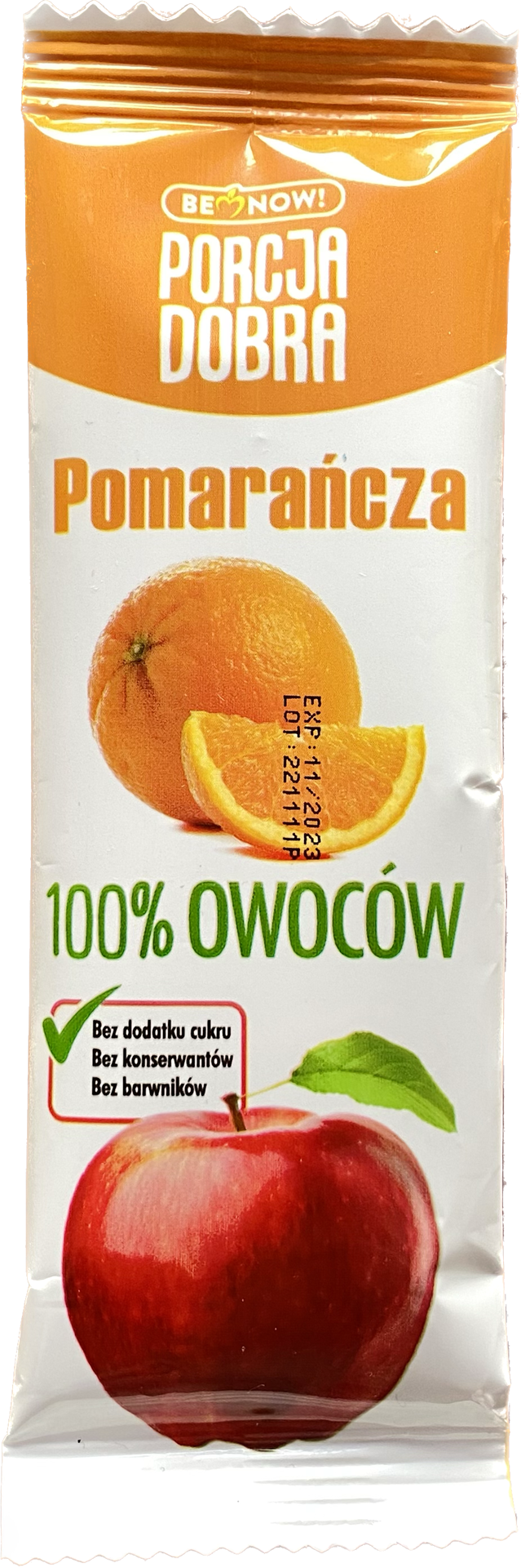 Listki owocowe Porcja dobra JABŁKOWO - POMARAŃCZOWA PRZEKĄSKA 16 g - Pure Life