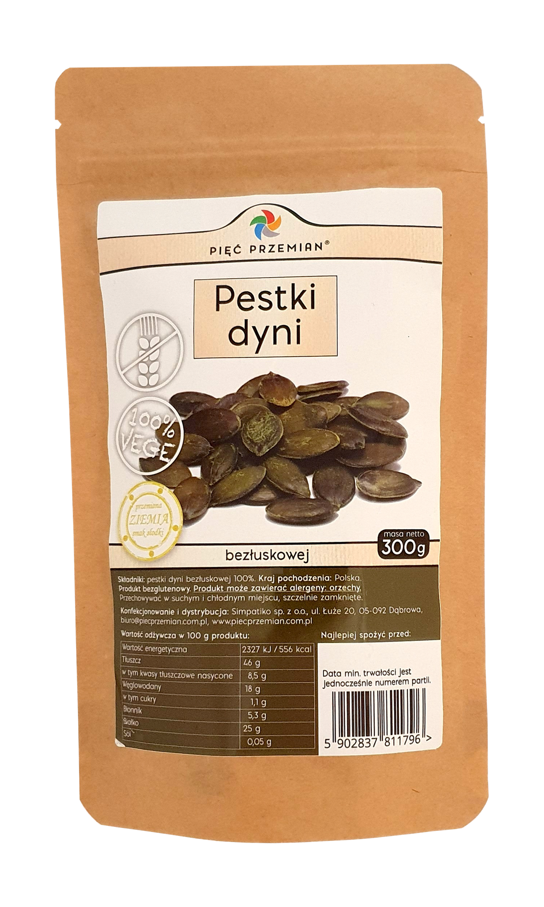 Pestki dyni bezłuskowej 300 g - Pięć Przemian