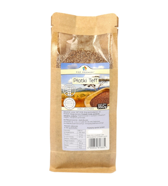 Płatki teff  brązowe bezglutenowe 350 g - Pięć Przemian