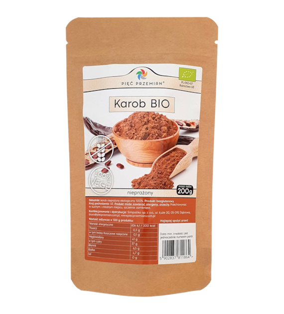 Karob nieprażony BIO 200 g - Pięć Przemian