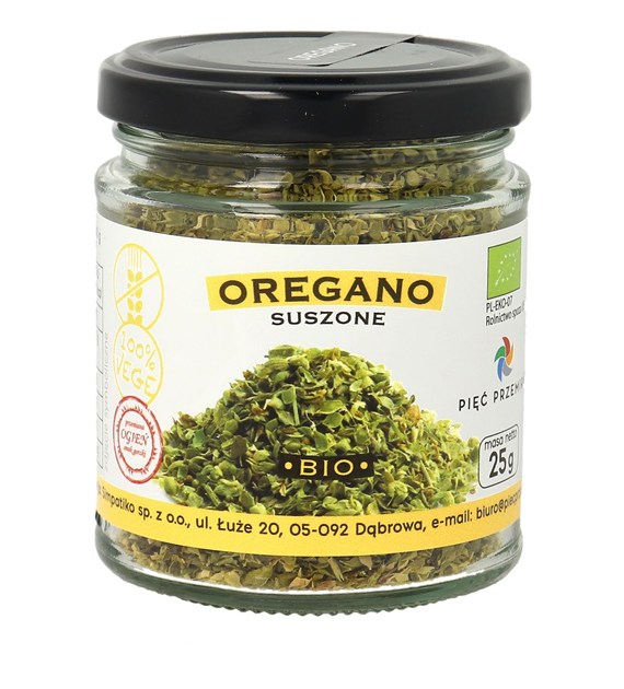 Oregano suszone bezglutenowe BIO 25 g - Pięć Przemian