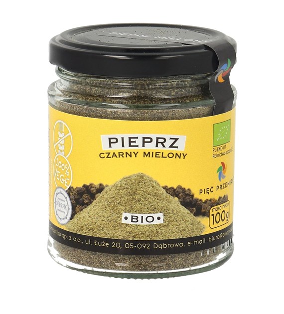 Pieprz czarny mielony bezglutenowy BIO 100 g - Pięć Przemian