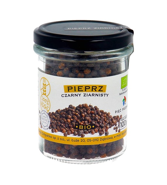 Pieprz czarny ziarnisty bezglutenowy BIO 100 g - Pięć Przemian