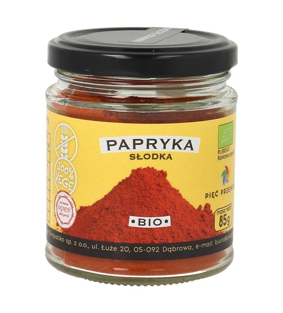 Papryka słodka mielona bezglutenowa BIO 85 g - Pięć Przemian