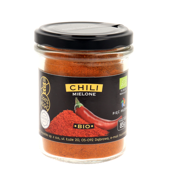 Chili mielone bezglutenowe BIO 85 g - Pięć Przemian