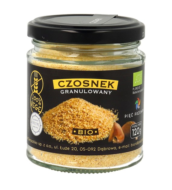 Czosnek granulowany bezglutenowy BIO 120 g - Pięć Przemian