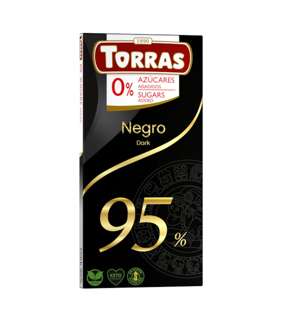 Czekolada gorzka 95% kakao bez dodatku cukru 75 g - Torras