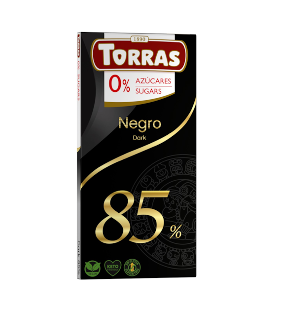 Czekolada gorzka 85% kakao bez dodatku cukru 75 g - Torras