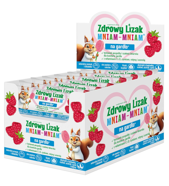 Zdrowy lizak Mniam-Mniam na gardło malina (ŁEZKA) - Starpharma