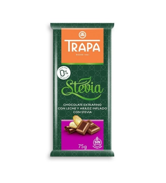 Czekolada mleczna crunchy ze stewią 75 g - Trapa