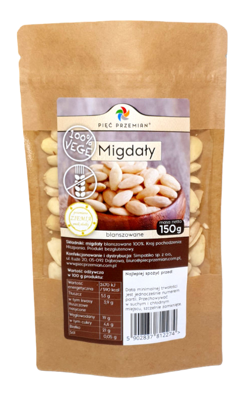 Migdały blanszowane 150 g - Pięć Przemian