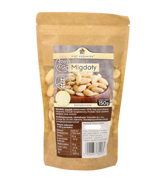 Migdały blanszowane 150 g - Pięć Przemian