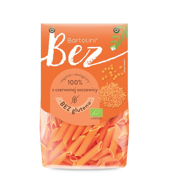 Makaron bezglutenowy z czerwonej soczewicy penne BIO 250 g - Bartolini