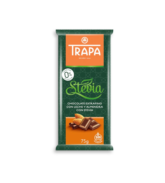 Czekolada mleczna z migdałami ze stewią 75 g - Trapa