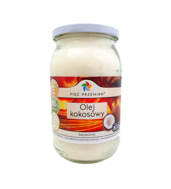 Olej kokosowy bezwonny 800 g - Pięć Przemian