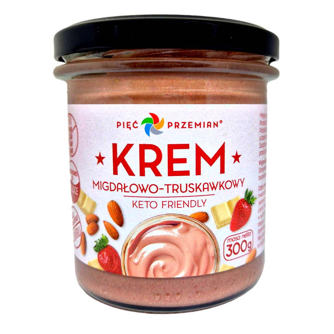 Krem migdałowo-truskawkowy KETO 300 g - Pięć Przemian