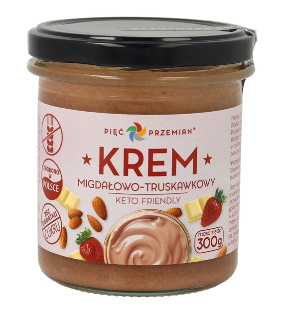 Krem migdałowo-truskawkowy KETO 300 g - Pięć Przemian