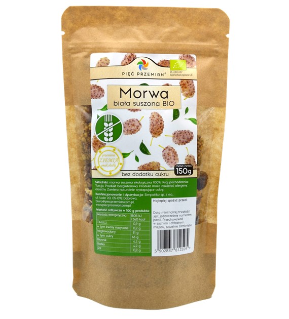 Morwa biała suszona BIO 150 g - Pięć Przemian