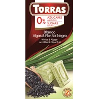 Czekolada biała z algami i czarną solą 75 g - Torras
