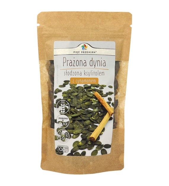 Prażona dynia słodzona ksylitolem z cynamonem 100 g - Pięć Przemian