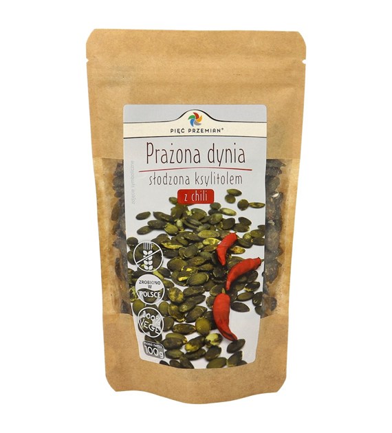 Prażona dynia słodzona ksylitolem z chili 100 g - Pięć Przemian