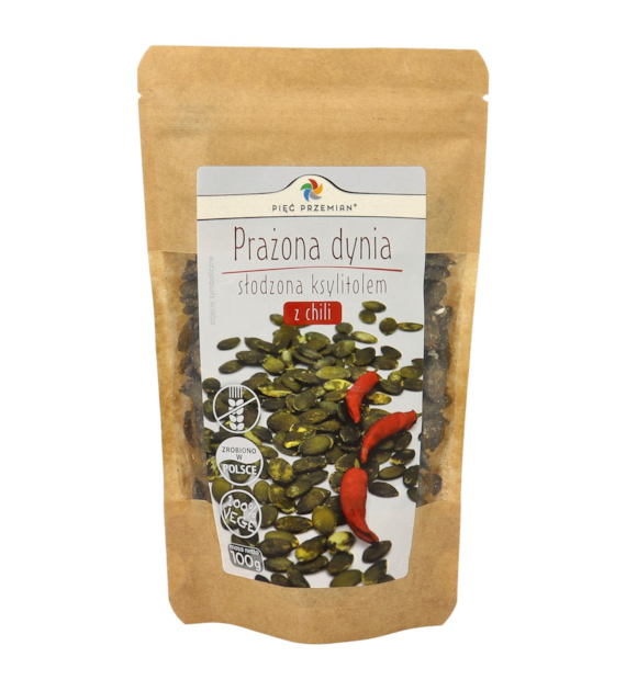Prażona dynia słodzona ksylitolem z chili 100 g - Pięć Przemian