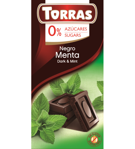 Czekolada gorzka z miętą bez dodatku cukru 75 g - Torras