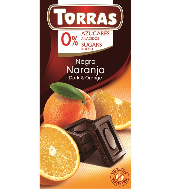 Czekolada gorzka z pomarańczami bez dodatku cukru 75 g - Torras