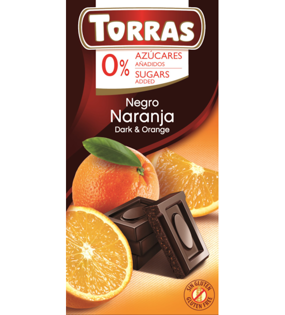 Czekolada gorzka z pomarańczami bez dodatku cukru 75 g - Torras