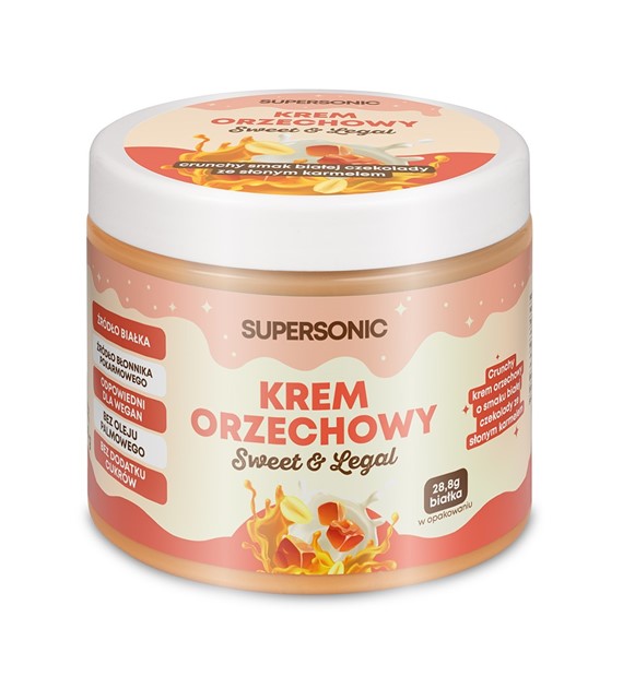 Krem orzechowy crunchy o smaku  białej czekolady ze słonym karmelem 160 g - Supersonic