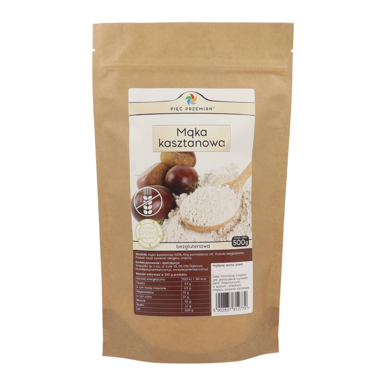 Mąka kasztanowa 500 g - Pięć Przemian