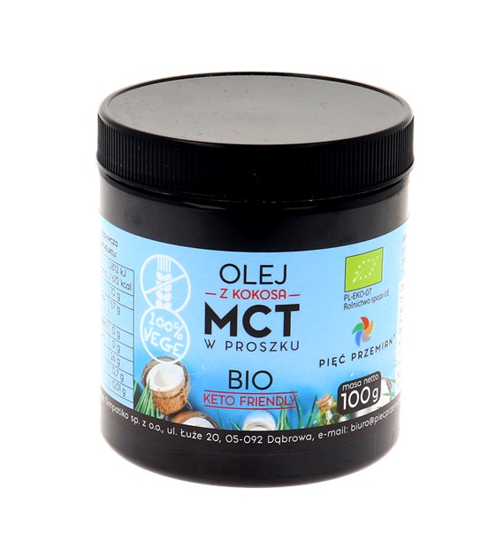 Olej MCT z kokosa BIO proszek 100 g - Pięć Przemian