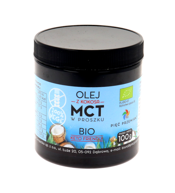 Olej MCT z kokosa BIO proszek 100 g - Pięć Przemian