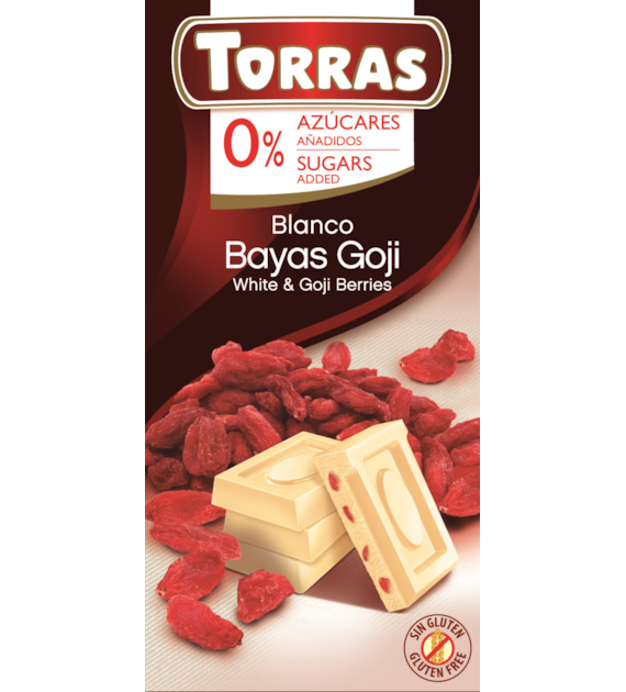 Czekolada biała z goji bez dodatku cukru 75 g - Torras