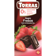 Czekolada gorzka z truskawkami bez dodatku cukru 75 g - Torras