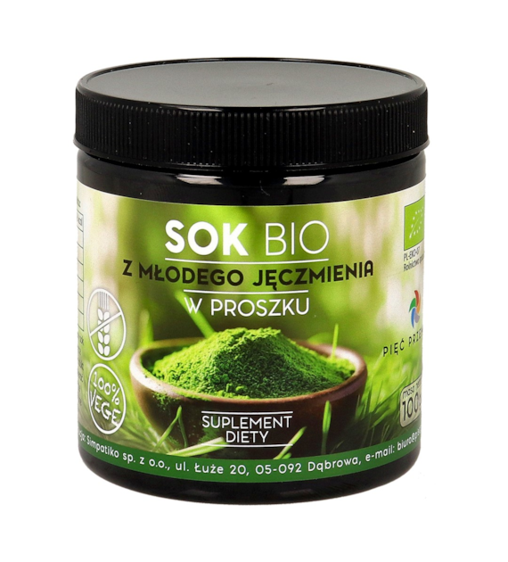 Sok z młodego jęczmienia w proszku BIO 100 g - Pięć Przemian