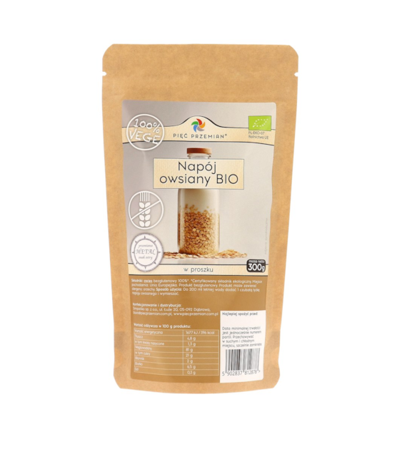 Napój owsiany BIO w proszku 300 g - Pięć Przemian
