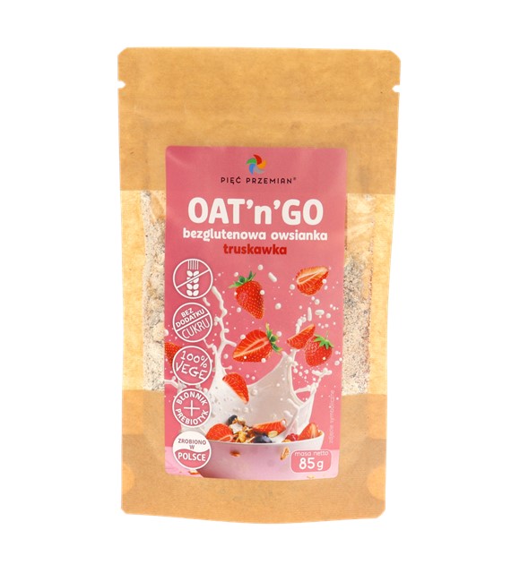 Owsianka truskawkowa bezglutenowa OAT'n'GO 85 g - Pięć Przemian