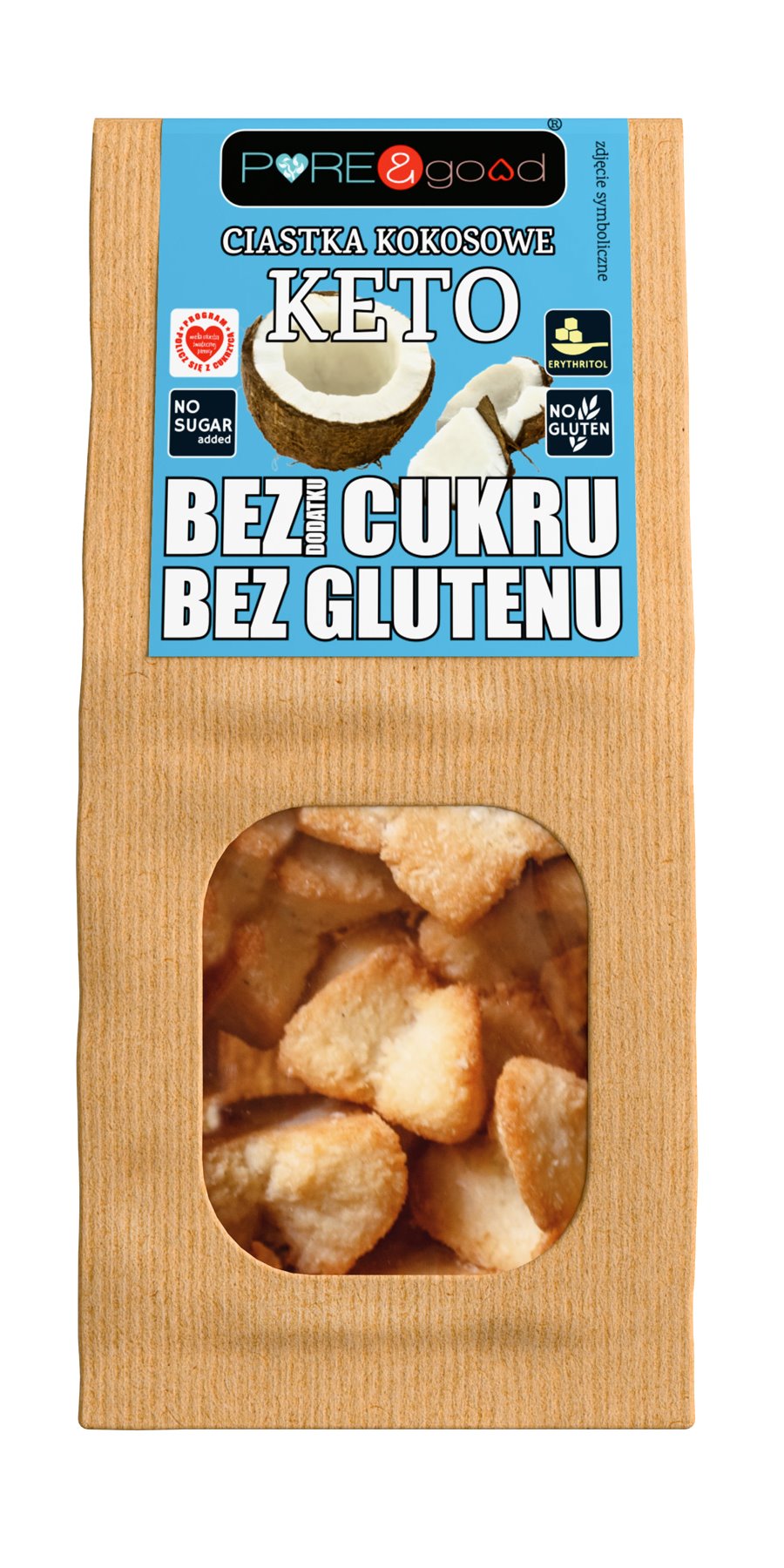 Ciastka kokosowe keto bez glutenu, bez dodatku cukru 150 g Pure&Good - Mercatare