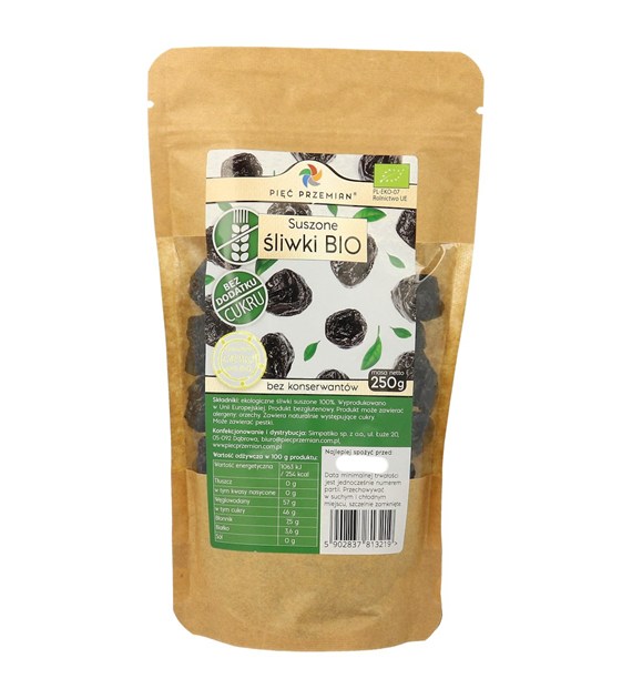 Śliwki suszone BIO 250 g - Pięć Przemian