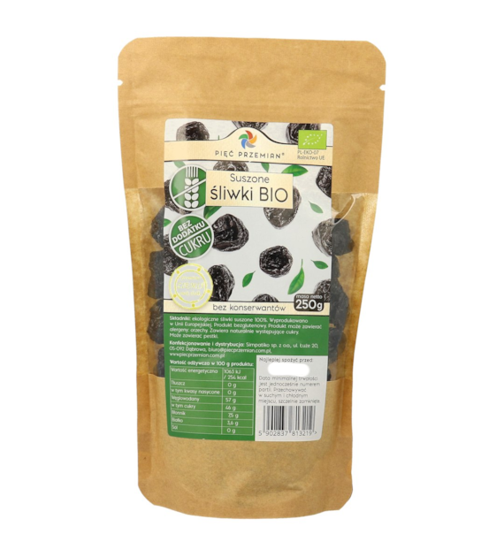 Śliwki suszone BIO 250 g - Pięć Przemian