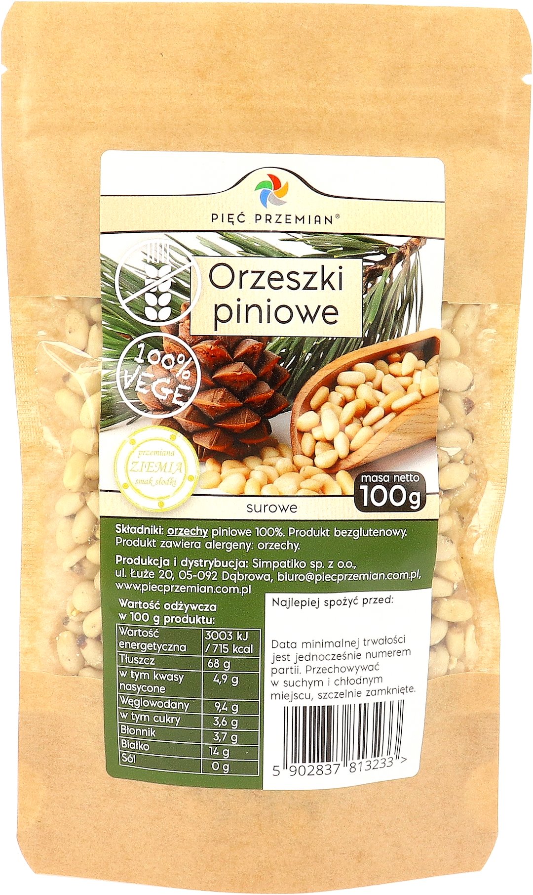 Orzeszki piniowe 100 g - Pięć Przemian