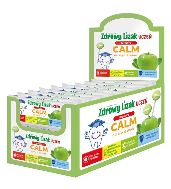 Zdrowy Lizak Calm Lizak bez cukru o smaku jabłkowo-miętowym (Ekstrakt z rumianku, ryboflawina, tiamina) KSZTAŁT KULKI - Starpharma