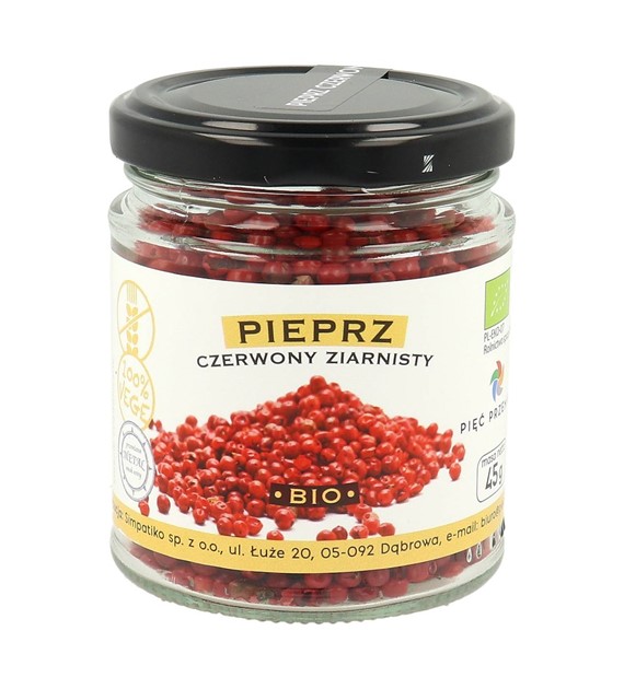Pieprz czerwony ziarnisty bezglutenowy BIO 45 g - Pięć Przemian