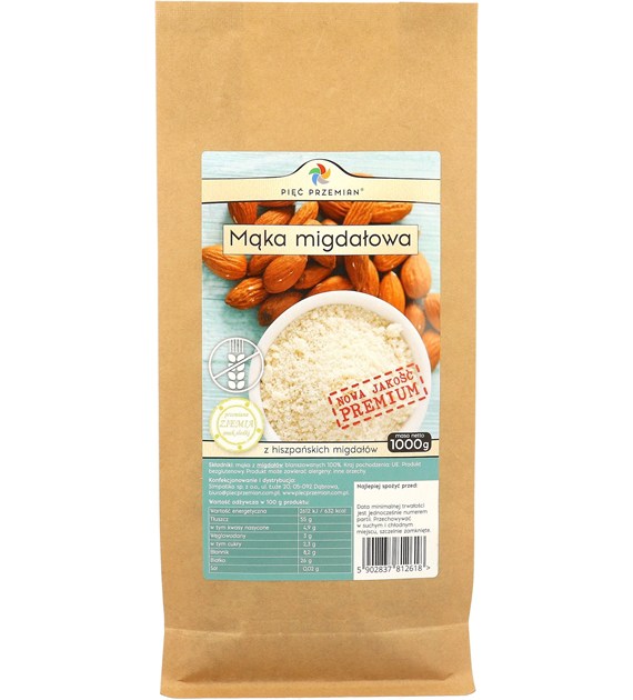 Mąka migdałowa PREMIUM bezglutenowa 1000 g - Pięć Przemian