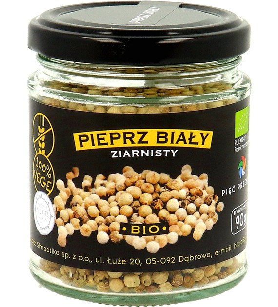Pieprz biały ziarnisty BIO 90 g - Pięć Przemian
