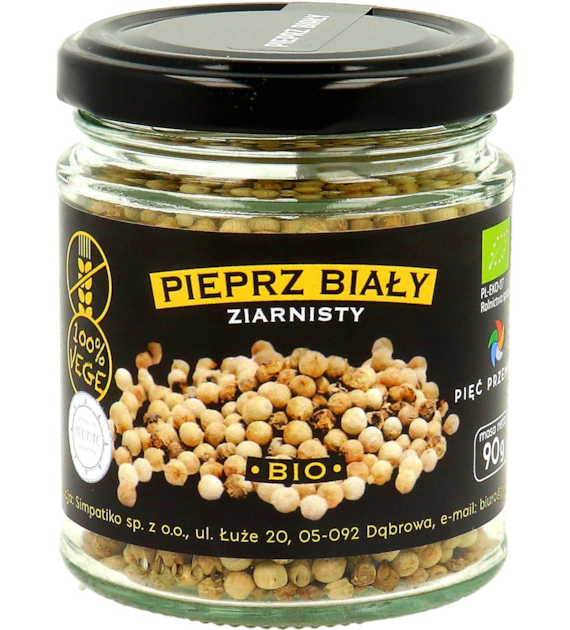 Pieprz biały ziarnisty BIO 90 g - Pięć Przemian
