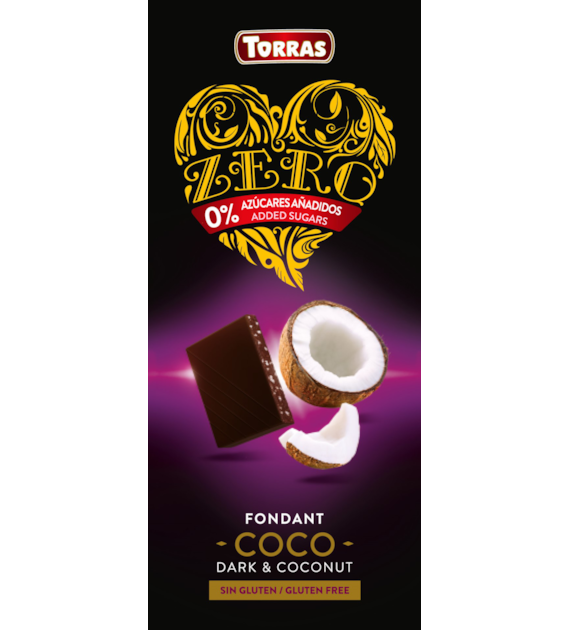 Czekolada gorzka z kokosem bez dodatku cukru ZERO 125 g - Torras